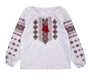 Вишиванка для дівчинки біла в червоній вишивці Арт. Марічка Вишиванка для дівчинки біла в червоній вишивці Арт. Марічка