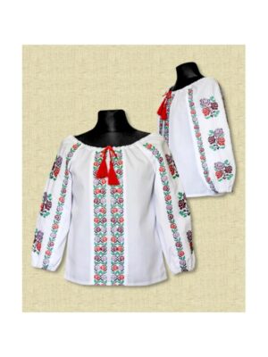 Вишита блуза для дівчинки з довгим рукавом Веселка